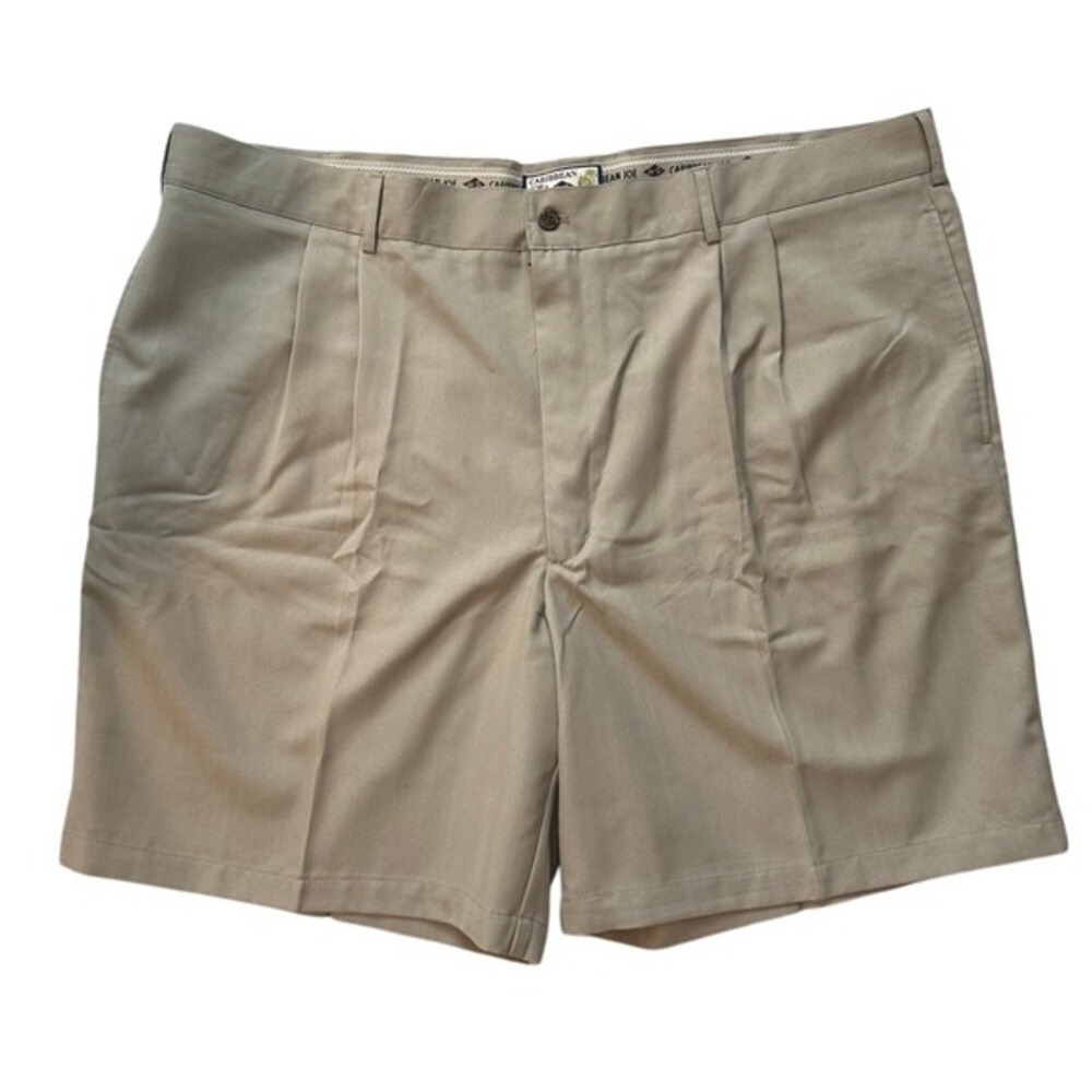 Caribbean Joe Pleated Shorts Khaki Casual Comfort‎ Fit Men's Size 48